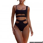 Toimothcn Two Pieces Bikini Sets Swimsuit Sports Style Low Scoop Crop Top High Waisted High Cut Cheeky Bottom Black B07N3YP1VZ